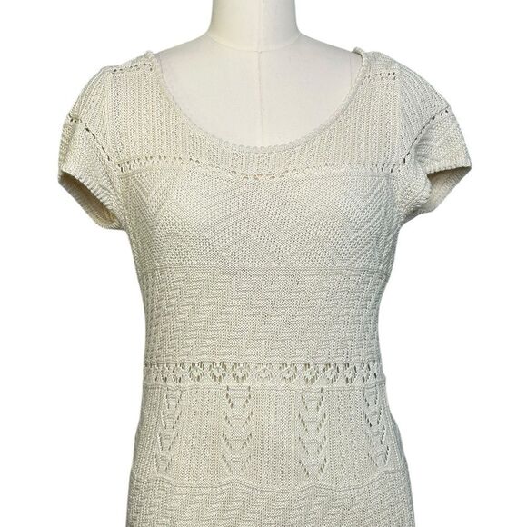 Ralph Lauren Cream Crochet Scoop Neck Midi Dress |M - Picture 4 of 9